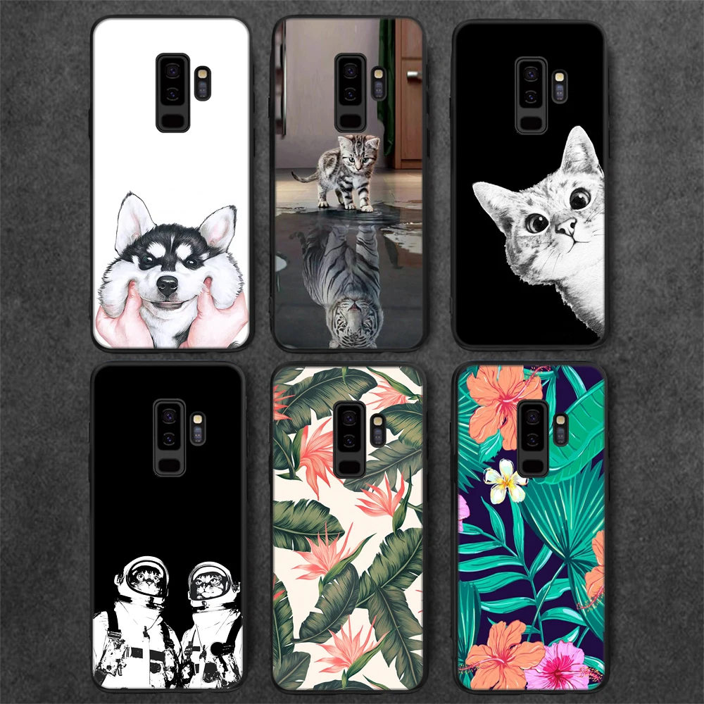 

Lovely Animal Pattern Protective Case For Samsung Galaxy S6 S7 Edge S8 S9 Plus Note 8 9 Colorful Flowers TPU Matte Cover Cases