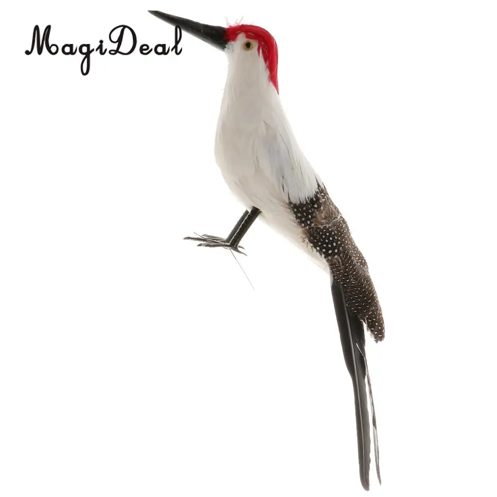 Realistic Artificial Animal Feather Garden Figure Woodpecker Bird Model Home Park Garden Tree Ornament Decor