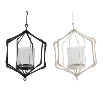 

2Pcs Iron Ceiling Chandelier 3D Geometric Candle Holder Candlestick Set E,15 x 55cm, Metal Candleholder