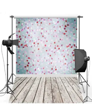 

Red Polka Dot Blue Bokeh Backgrounds Vinyl cloth High quality Computer printed wall backdrops