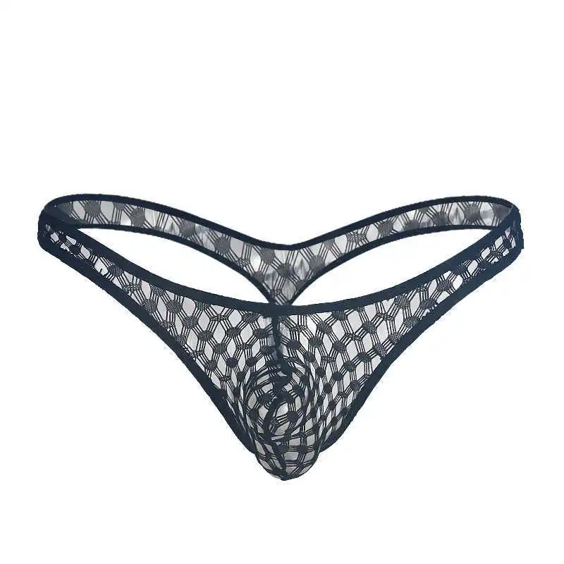 

Breathable Mini Bikini Thongs Sexy Mens Grid Underwear Lingerie Male Cueca Fetish Gay Transparent Briefs Tanga Jockstrap Panties