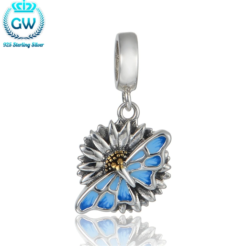 Preise 925 Sterling Silber Schmetterling Charm Anhänger Mit Blau Emaille Handwerk Charme Armbänder Armreifen Perlen   Schmuck Machen S369