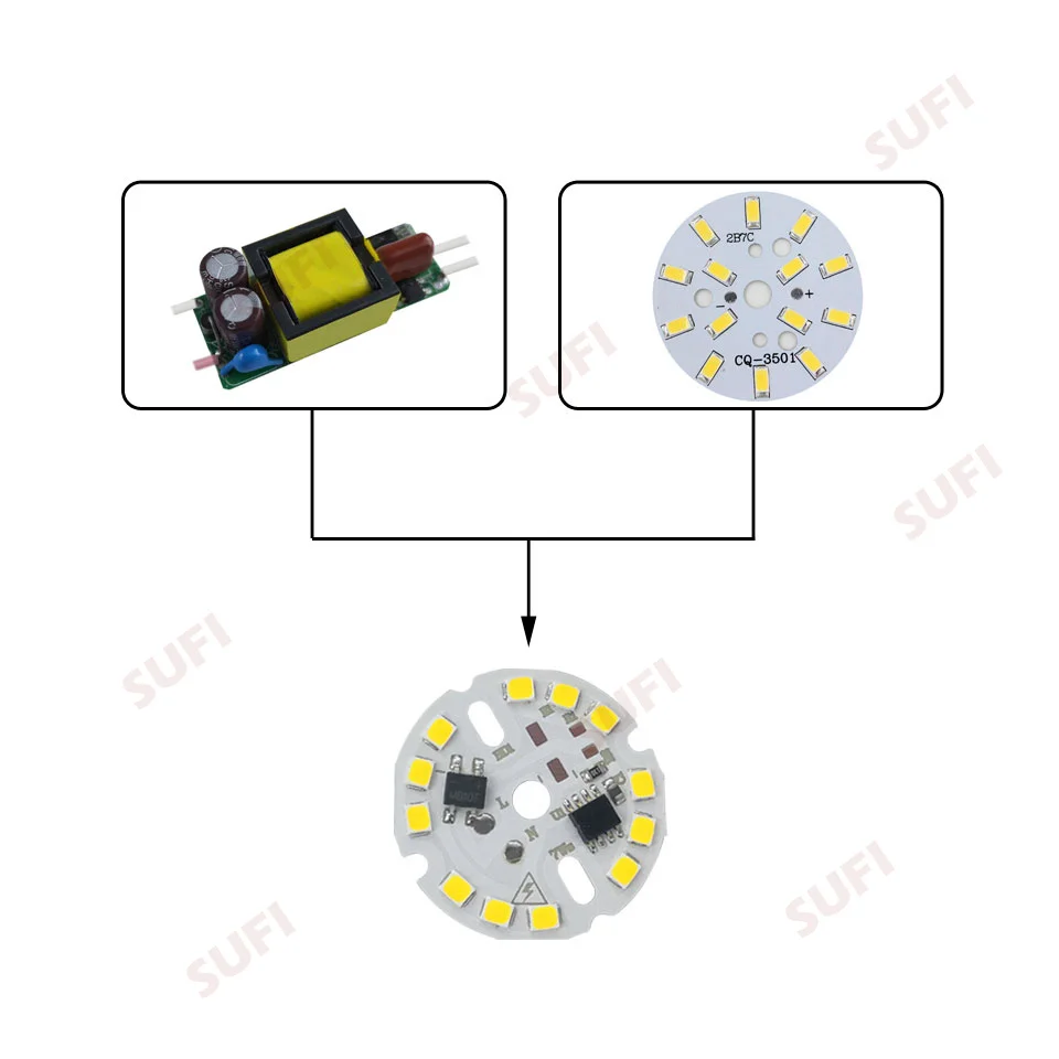 10 шт. светодиодные лампы 3 Вт 28 мм 220 В переменного тока SMD2835 5 7 9 12 Вт|Светодиодные и