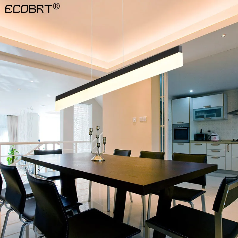 

ECOBRT Modern Black LED Pendant Light Fixtures in Kitchen Indoor Living Room bedroom Vintage Hanging Lamps 80/100/120/150cm