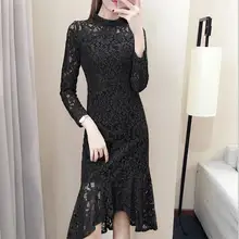 Короткая Передняя длинная задняя весенне-осенняя повседневная юбка с дырками Элегантная черная кружевная юбка женские вечерние юбки Vestido AH50