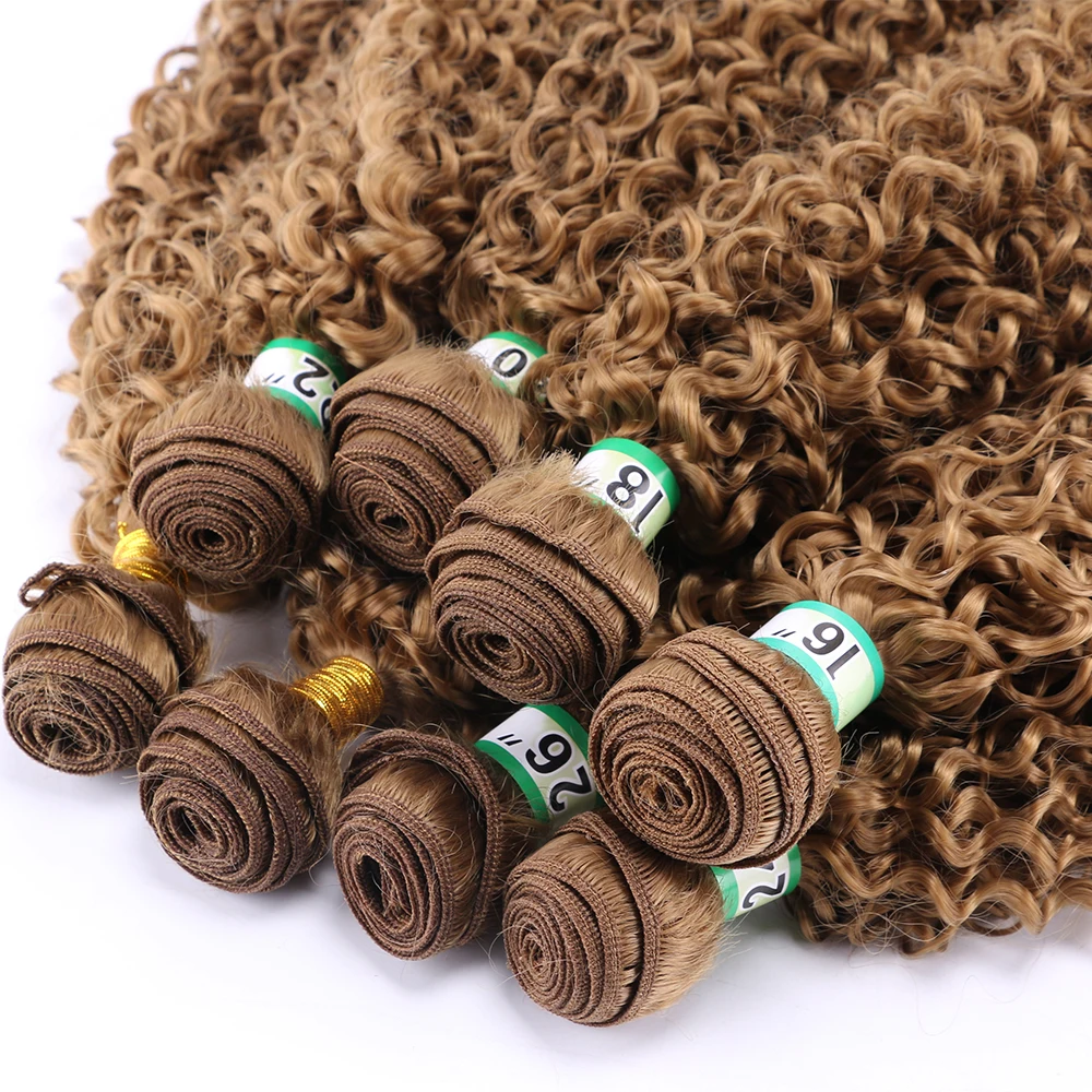 100 gram one piece Kinky curly High temperature Synthetic hair extensions 613# hair weaving