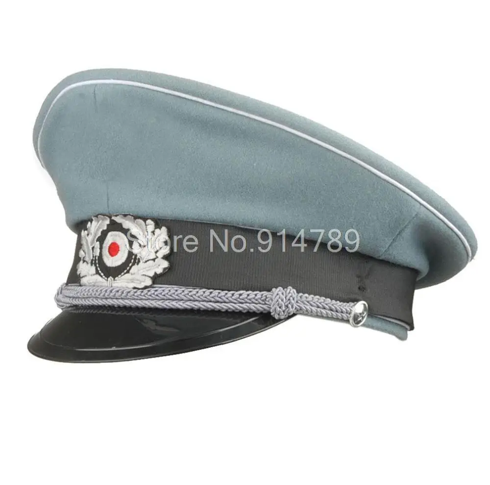 

WW2 GERMAN WH M36 OFFICER WOOL CRUSHER CAP WITH CHIN CORD SIZE M-34176