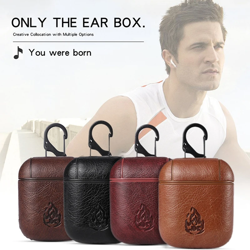 

For Airpods Cover Stone Texture PC + PU Leather Cases For Air pod Protector Shell For Apple Earpods Covers For AirPod Skin