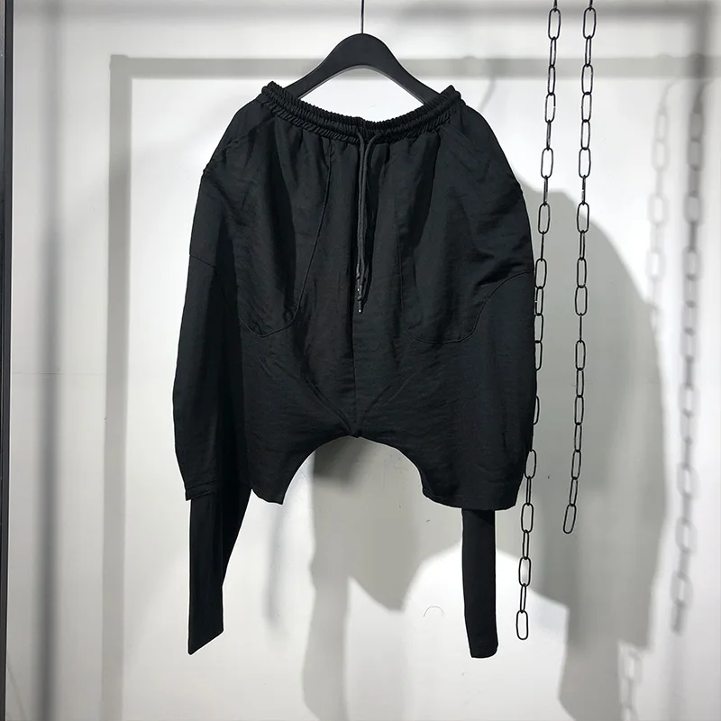 S-6XL! мужские поддельные две спортивные шаровары Популярные лого хип-хоп стрейч мешковатые брюки тренд