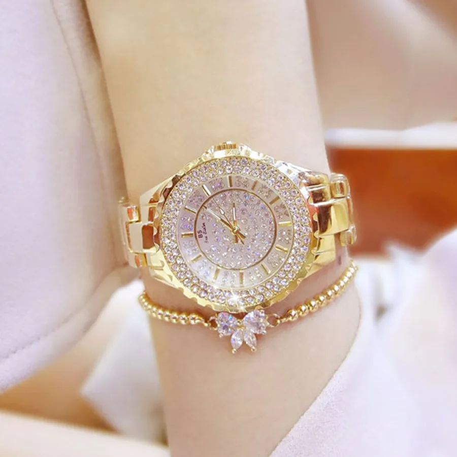 Marca de Luxo Relógio de Prata Relógios de Pulso para Mulher Ouro Totalmente Diamante Relógio Feminino Moda Topo Senhoras Relógios Femininos Quartzo 2020