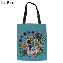 THIKIN женские сумки для покупок Lab Science Canine Print для девочек Экологичная дорожная сумка для хранения многоразовый складной холщовый мешок