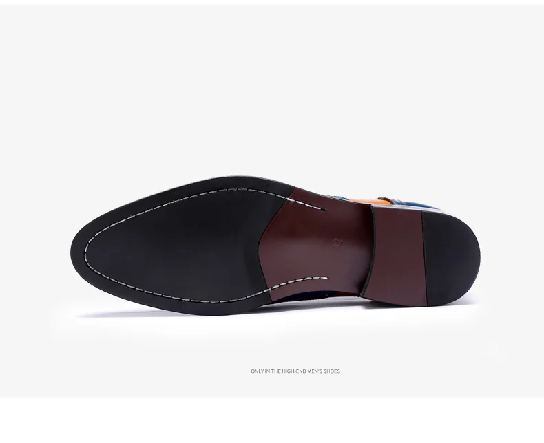 Men's Full Grain Leather Wedding Shoes Classical Business Oxfords Shoes Mixed Color Men's Dress Shoes Party Moccasin Dress Shoes (10)