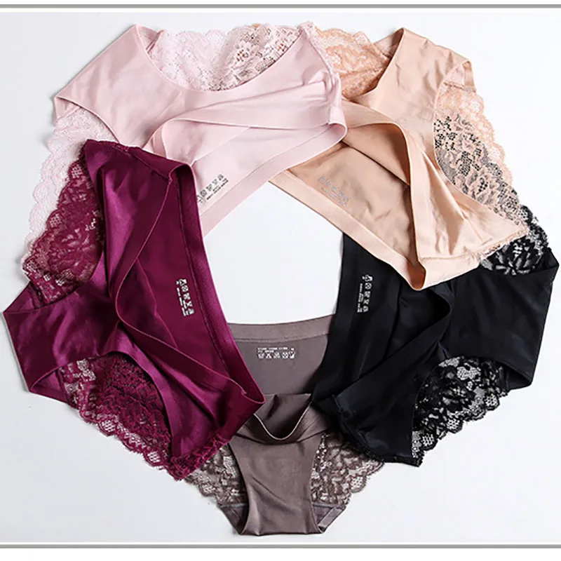 5 шт. женские кружевные бесшовные хлопковые трусы Размеры M L XL|briefs ladies|woman panties
