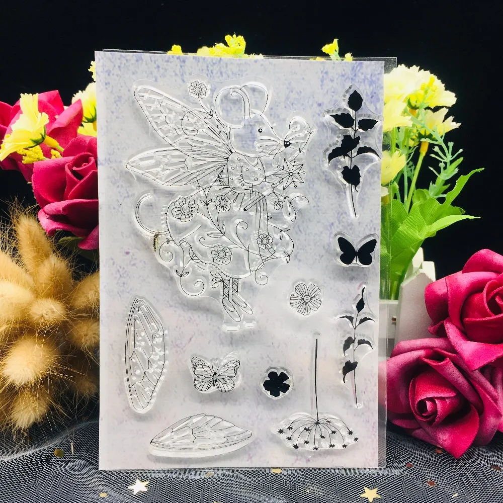 

Cartoon Mouse Transparent Clear Silicone Stamp DIY Scrapbook Sticker Album Envelope Diary Home Decoration Rubber Stamps A344