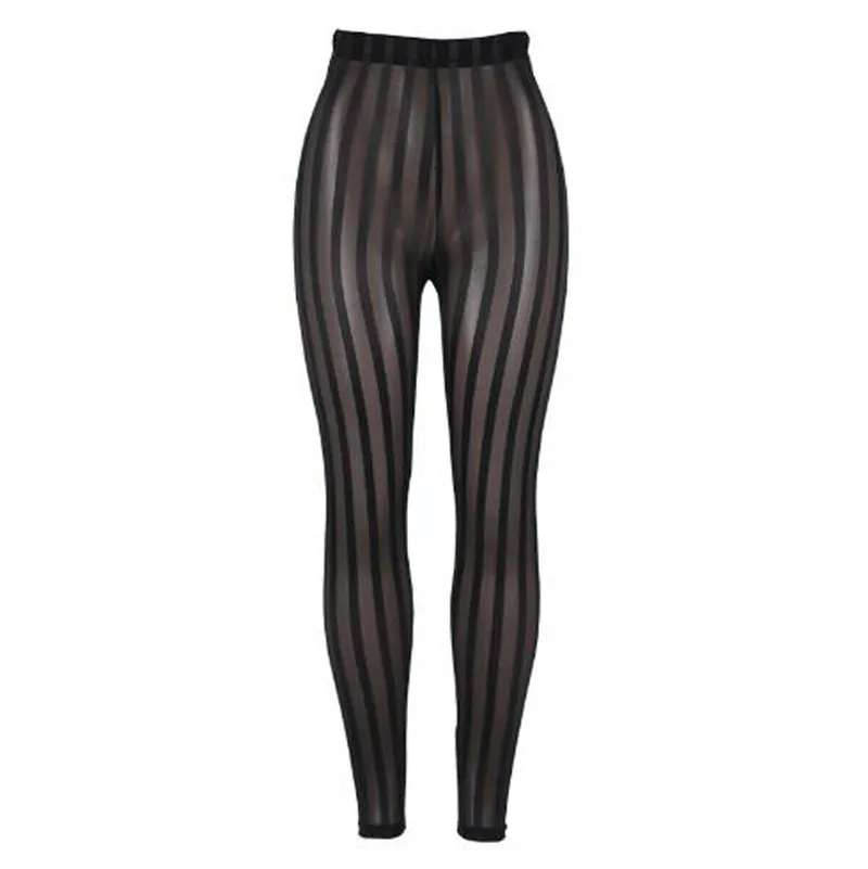 

Bikini bottoms pants Summer Sexy Women mesh striped cover ups See Through High Waist Perspective Stretchy long trousers Bathing