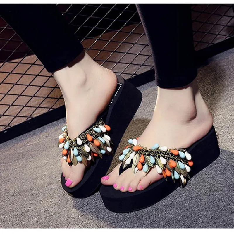 Женские шлепанцы BeckyWalk пляжные сандалии на платформе высоком каблуке сланцы WSH2668