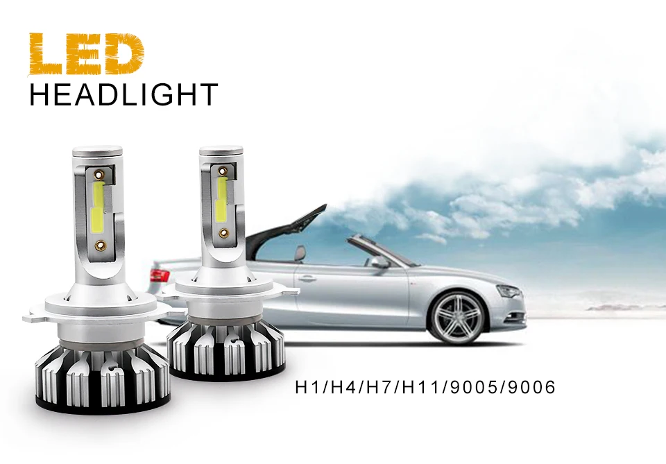 2 предмета Мини Автомобильный светодиодный фары для H7 H1 H4 H11 9005 HB3 9006 HB4 12 V электрическая лампочка для авто 50 Вт 10000LM 6500 K IP68 фара для автомобиля