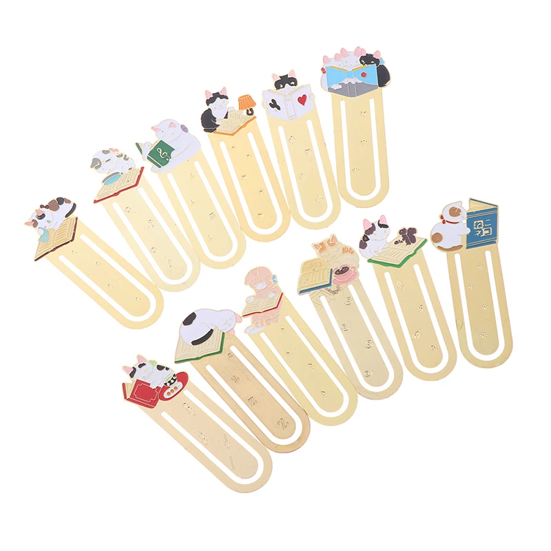 Милый Кот металлические закладки клип страница закладка Мультфильм поттеринг кошка Закладка инструмент школьные офисные канцелярские принадлежности