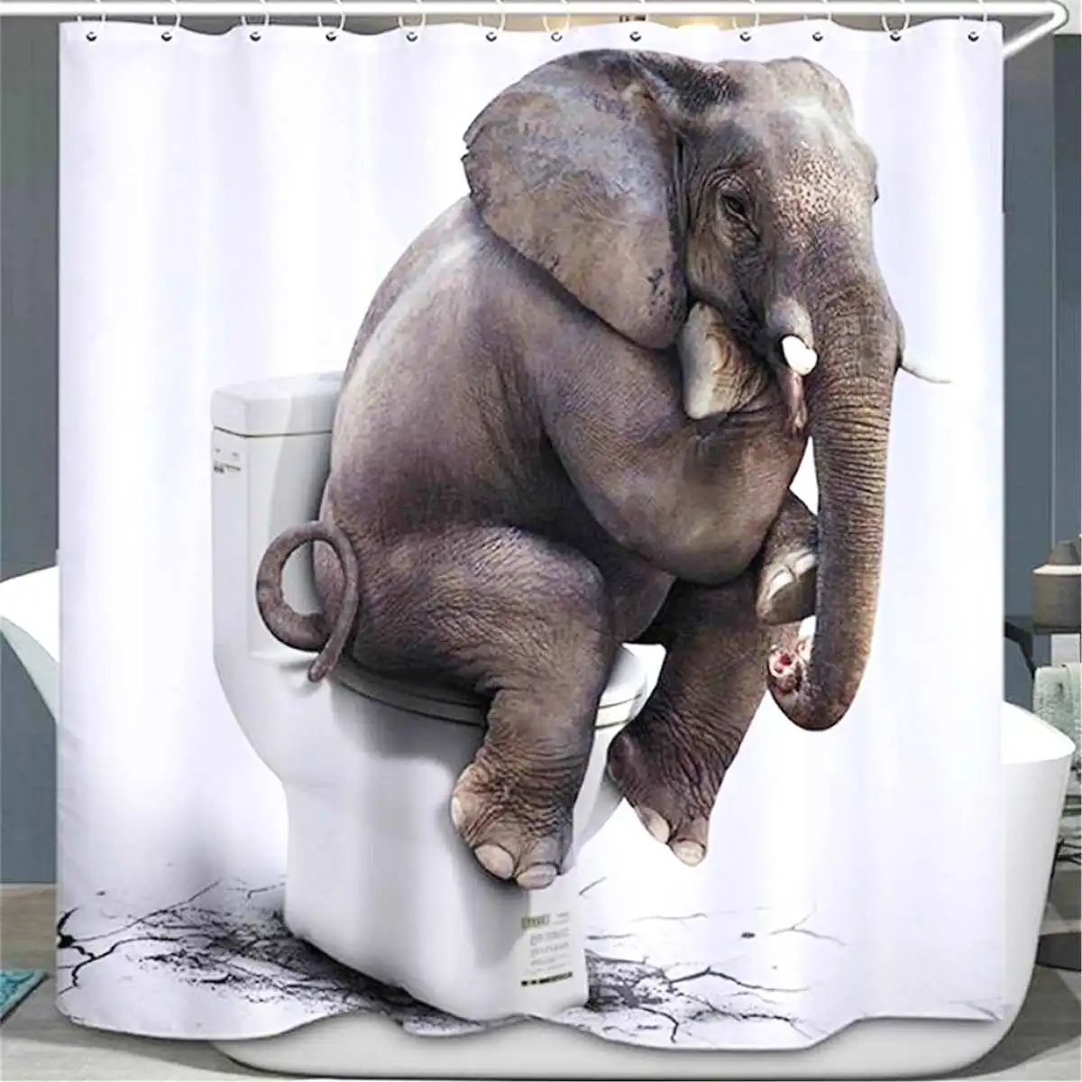 Водостойкая занавеска для душа с 3D принтом слона, Полиэстеровая занавеска для ванной, покрывало для унитаза, набор ковриков для ванной, уплотненная занавеска для душа, домашний декор