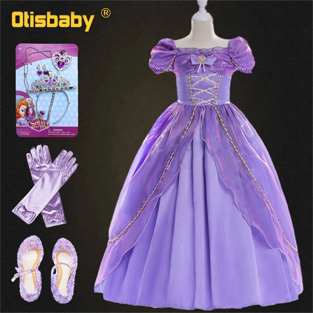 

Girls Princess Rapunzel Dress Sofia Costume Children Deluxe Tangled Dress up Clothing Kids Girl Part Dress Halloween Birthday