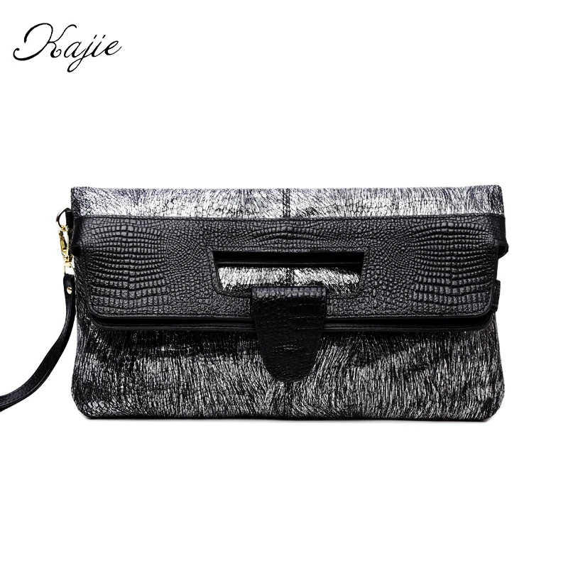 

100% Genuine Leather Women Handbags Shoulder Bag Golden Chains Envelope Lady Evening Crossbody Package Wristlets Clutch Bags