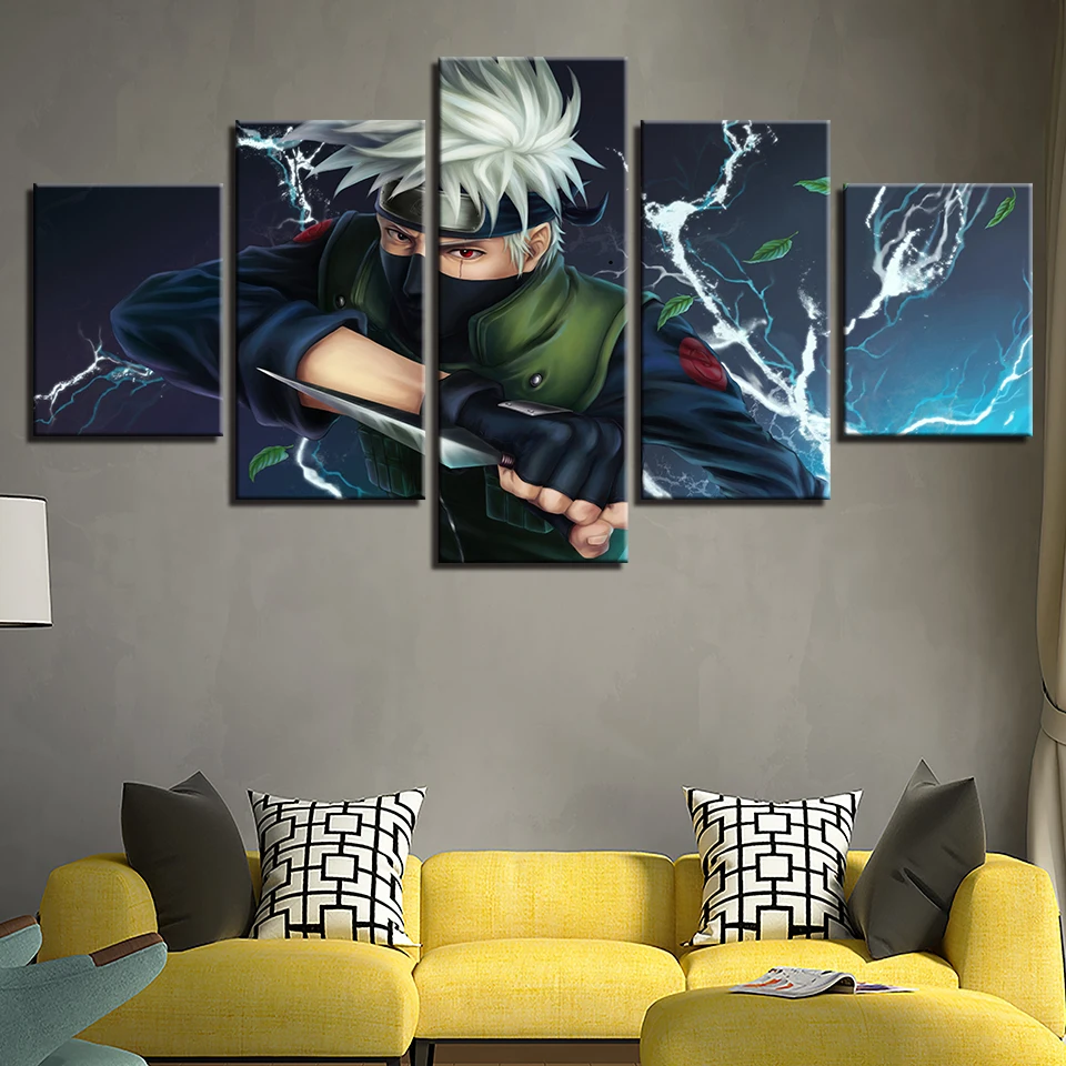 Canvas Painting Cartoon Character Framework 5 Panel Animation Naruto Wall Art Modular Poster