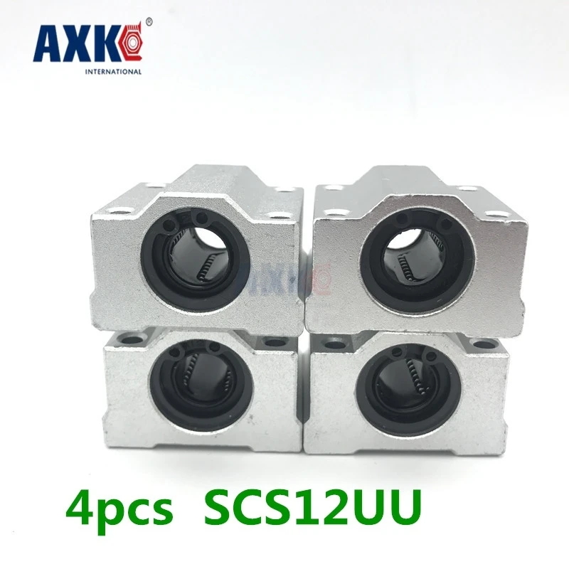 

High Quality 4 Pcs Sc12uu Scs12uu Linear Motion Ball Bearings Slide Block Bushing For 12mm Linear Shaft Guide Rail AXK SC12