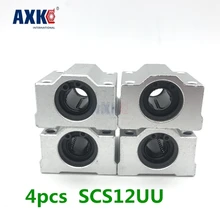 Alta qualidade 4 pçs sc12uu scs12uu linear movimento rolamentos de esferas slide bloco bucha para 12mm eixo linear guia ferroviário axk sc12