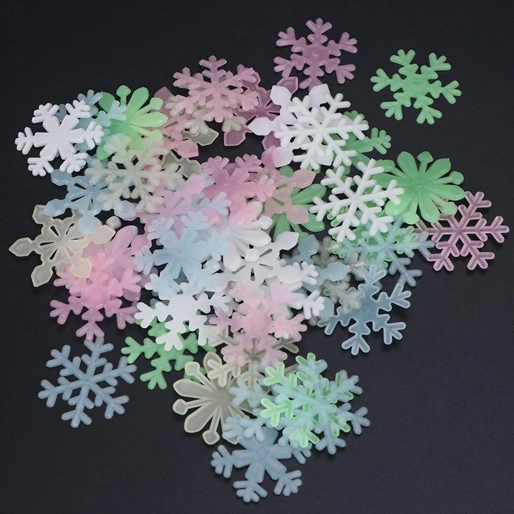 

50PC fluorescent glow in the dark stars wall stickers Snowflake Wall Stickers for girls kids room home decoration #TX4