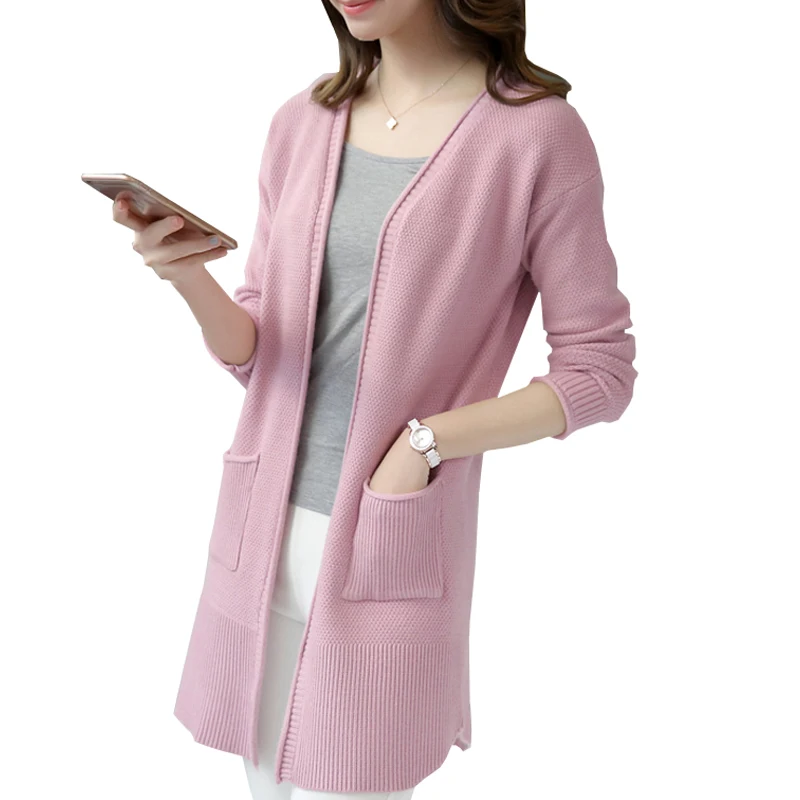 

Women Cardigans 2018 New Autumn Cashmere Long Cardigan Sweaters Female Casual Solid Knitted Tops Slim Jumper Knitwear Mujer