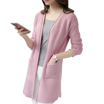 

Women Cardigans 2019 New Autumn Cashmere Long Cardigan Sweaters Female Casual Solid Knitted Tops Slim Jumper Knitwear Mujer