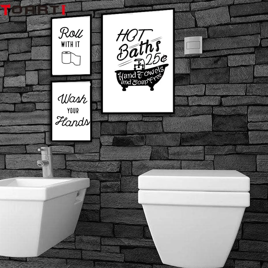

Wash Your Hands Bathroom Quotes Posters Prints Modern Canvas Painting On The Wall For Toilet Washing Room Home Decor Art Picture