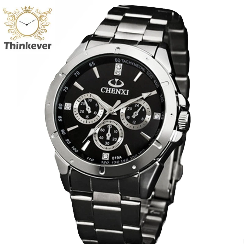 GW1102 CHENXI Design Waterproof Men font b Women b font Stainless Steel Three Eyes Business Quartz