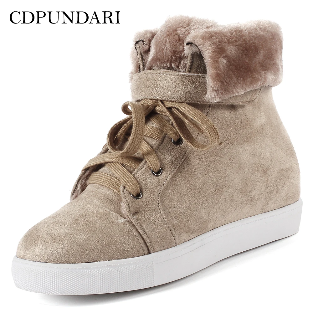 

CDPUNDARI Flock Wedges Snow Boots Women winter boots Ladies platform Ankle boots