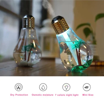

Colorful Light Bulb Humidifier Air Ultrasonic USB 400ML Essential Oil Diffuser Atomizer Freshener Mist Maker for Home Office