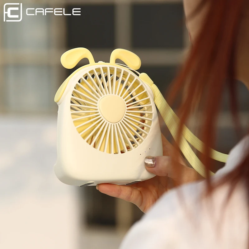 

CAFELE Mini USB Fan Air Cooler Cute Animal Model Portable Lanyard Fan Office Desktop Outdoor Rechargeable USB Fan