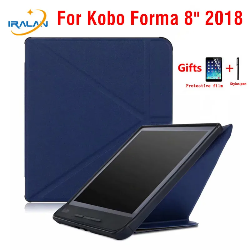 

Slim Ebook Case funda for Kobo Forma 8 Inch 2018 Multiangle folding Stand Support E-reader Smart Cover Auto Sleep/Wake+Film+Pen