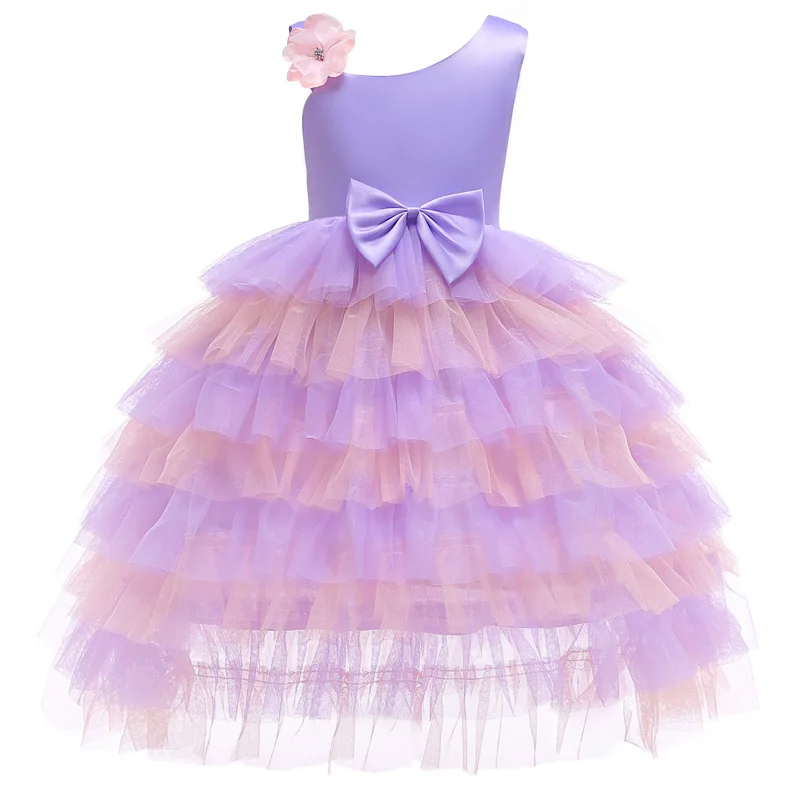 Kids Dress For Girls Flower Girl Fashion Feather Tassels Girls Wedding Party Girls Princess Dresses Clothes 2-10 Yrs - Цвет: Purple