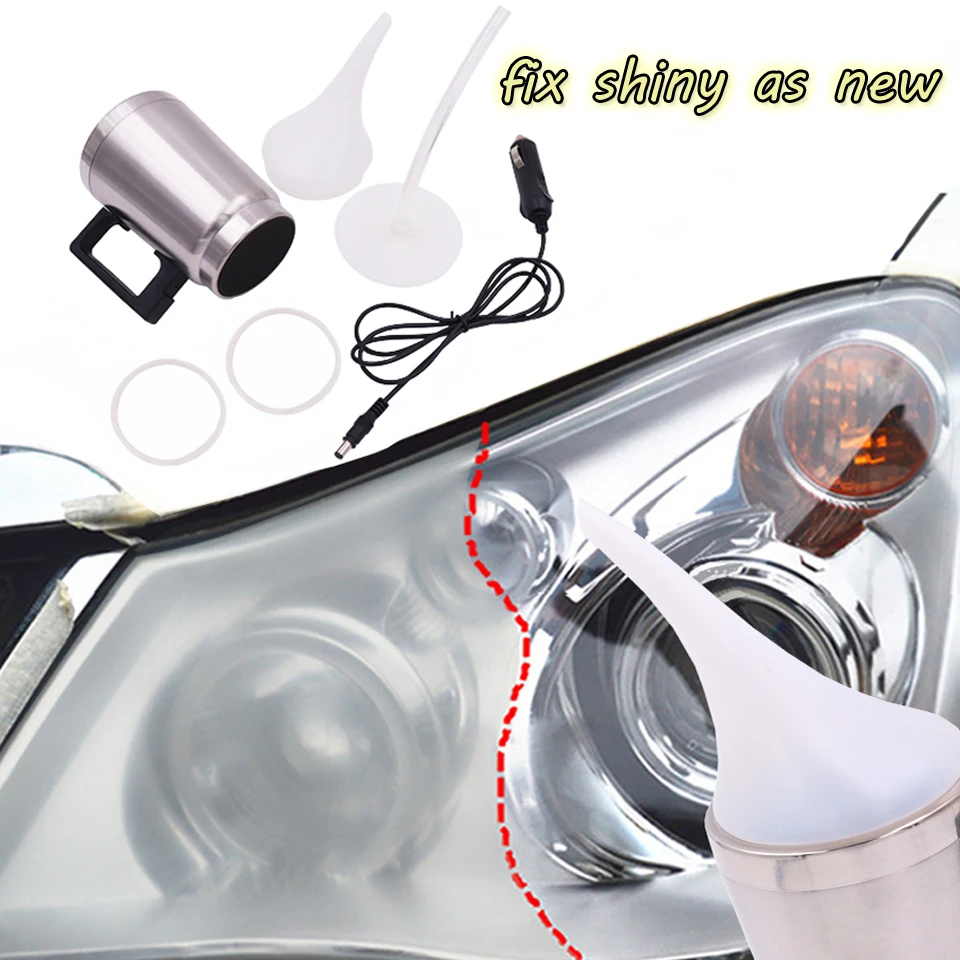 

2 Cover Car Headlight Refurbished Atomizing Cup Car Headlight Lens Restoration Kit Restorer System Polishing Tool Restore Clear