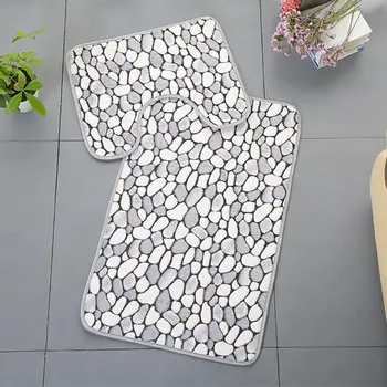 

2pcs set Pebbles Flower Memory Foam Bath& Pedestal Mat Seats Non Slip Soft Bathroom #XT
