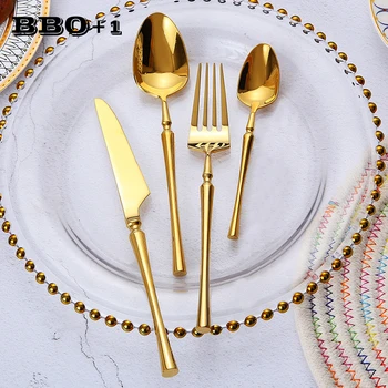 

1pcs Golden Steak knives Ventage Tableware Cutlery Christmas Sets Dinnerware Set Salad Forks Metal Dinner Knife fork Teaspoon se