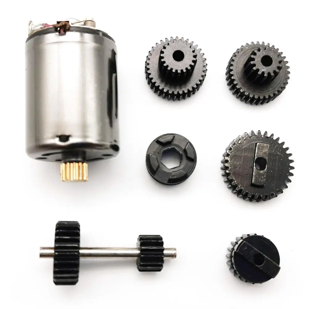 Tanie WPL 1 zestaw oryginalne metalowe przekładnie z 370 silnik dla zmiana prędkości skrzyni biegów dla B1 B24 B16 B36 C24 1 16 4WD 6WD Rc samochód