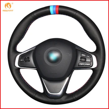 

MEWANT Black Genuine Leather Car Steering Wheel Cover for BMW 220i 218i 225xe Interior Accessories Parts
