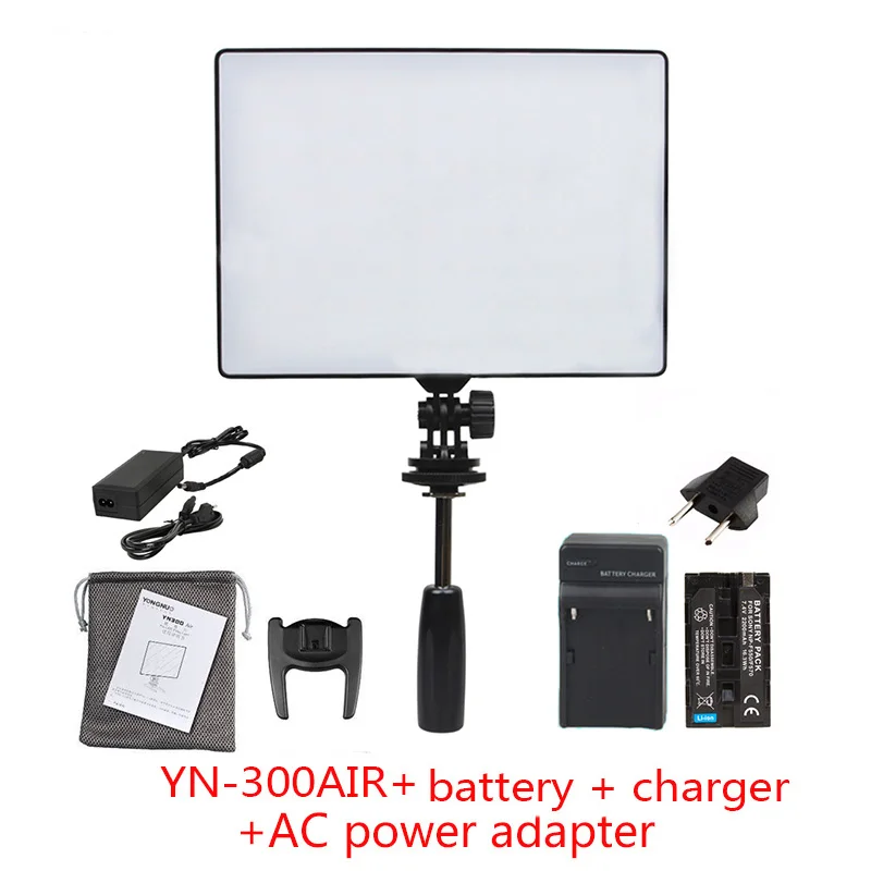 Горячий YongNuo официальный YN300 Air YN-300 Air Pro светодиодный видео-светильник для камеры с зарядным устройством для аккумулятора комплект светильник для фотографии+ адаптер питания переменного тока - Цвет: Розовый