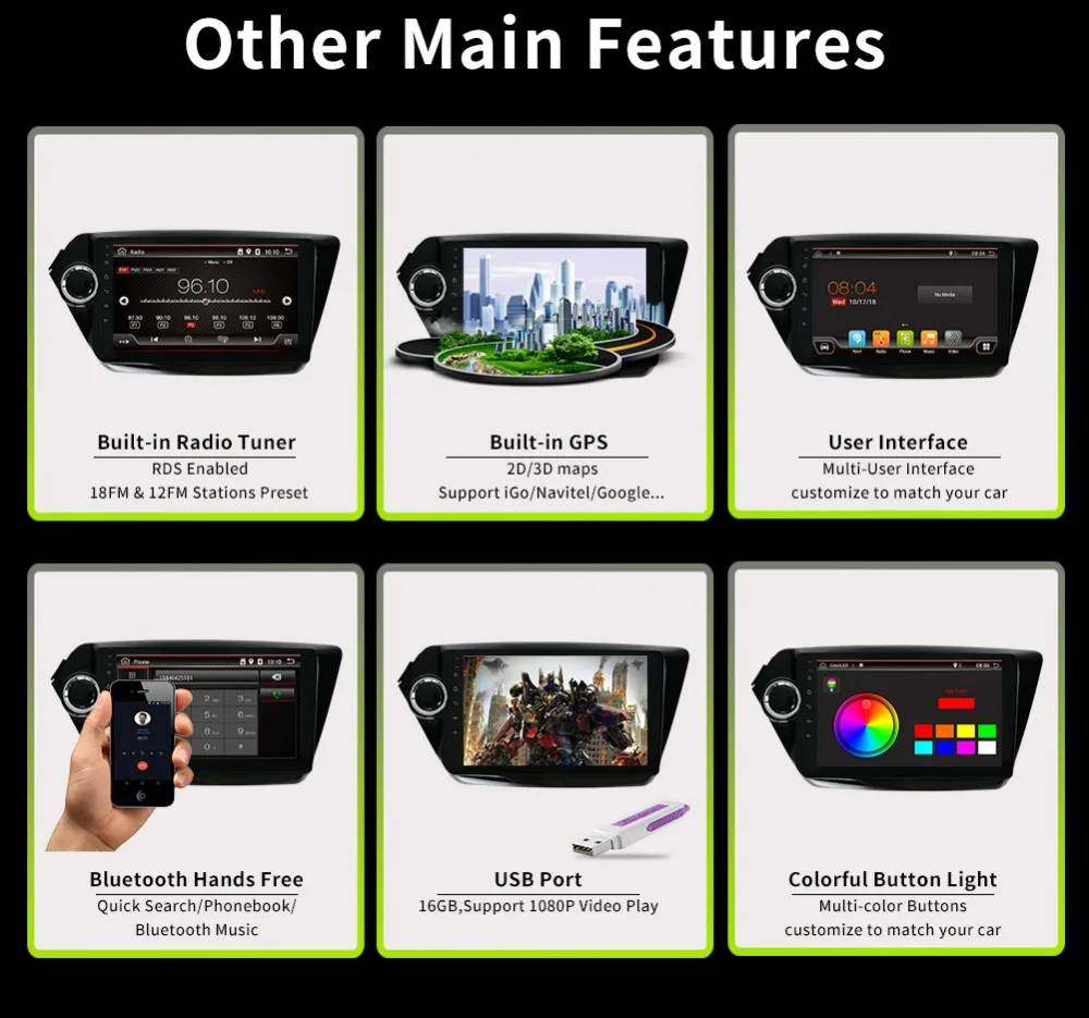 Discount Bosion android 8.1 car dvd player radio for kia k2 Rio 2010 2011 2012 2013 2014 2015 2016 2017 radio stereo dvd gps navigation 9