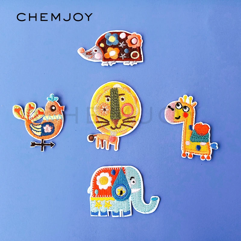 Set of 5 Cartoon Animal Ironing Patches for Kids Clothing Sew on Cute