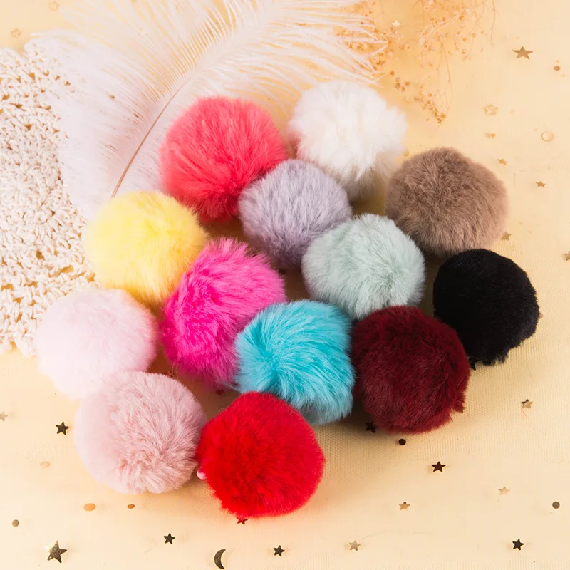 

50 PCS 40mm Artificial Plush Ball Pendant Connectors For Women Earring Pendant With a Loop For Jewelry Making