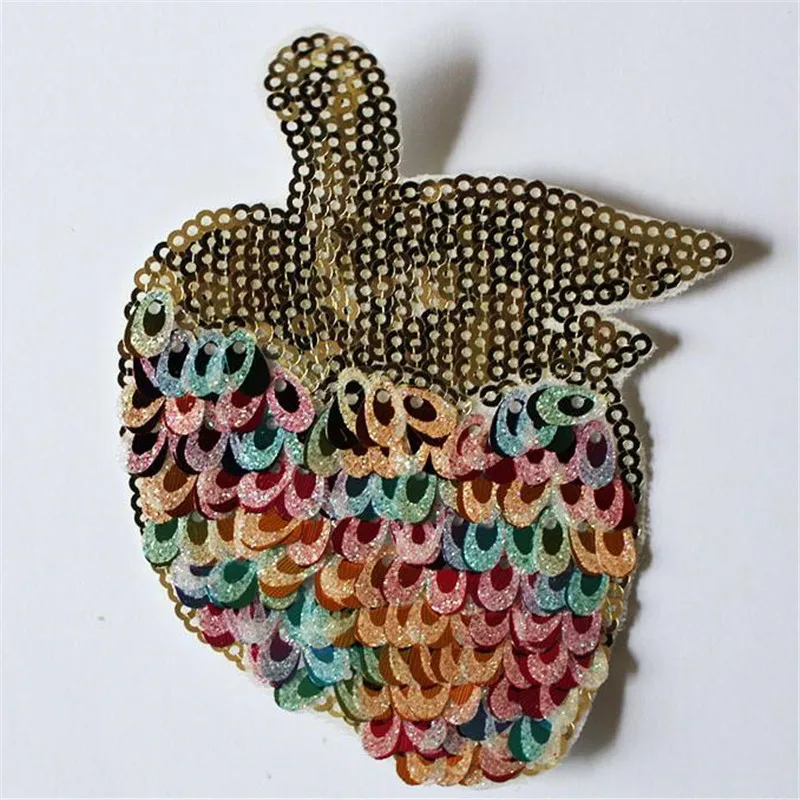 

Clothing Women Shirt Top Diy Color Patch Strawberry Sequins deal with it T-shirt girls Biker Patches for clothes 3D Stickers