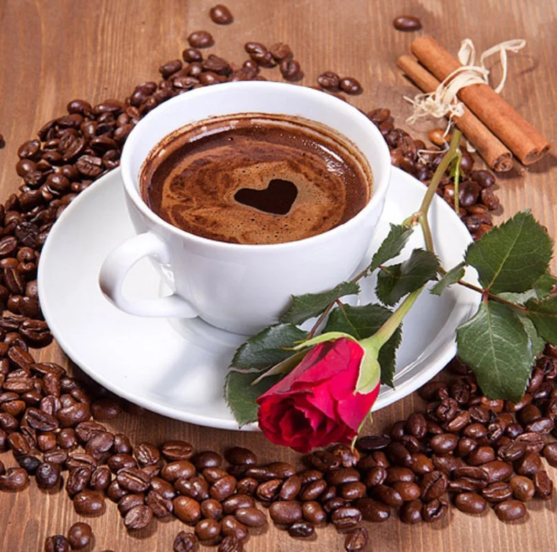 

Diamond Embroidery Decor 3DIY Coffee and Rose Full 100% area Resin Tool Diamond Painting Cross Stitch Round Drill needlework