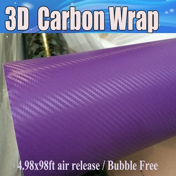 

3D Purple Carbon Fibre Vinyl With Air Bubble Free Carbon Purple 3D Sticker Car Wrap Film Thickness:01.8mm Size 1.52x30m/Roll